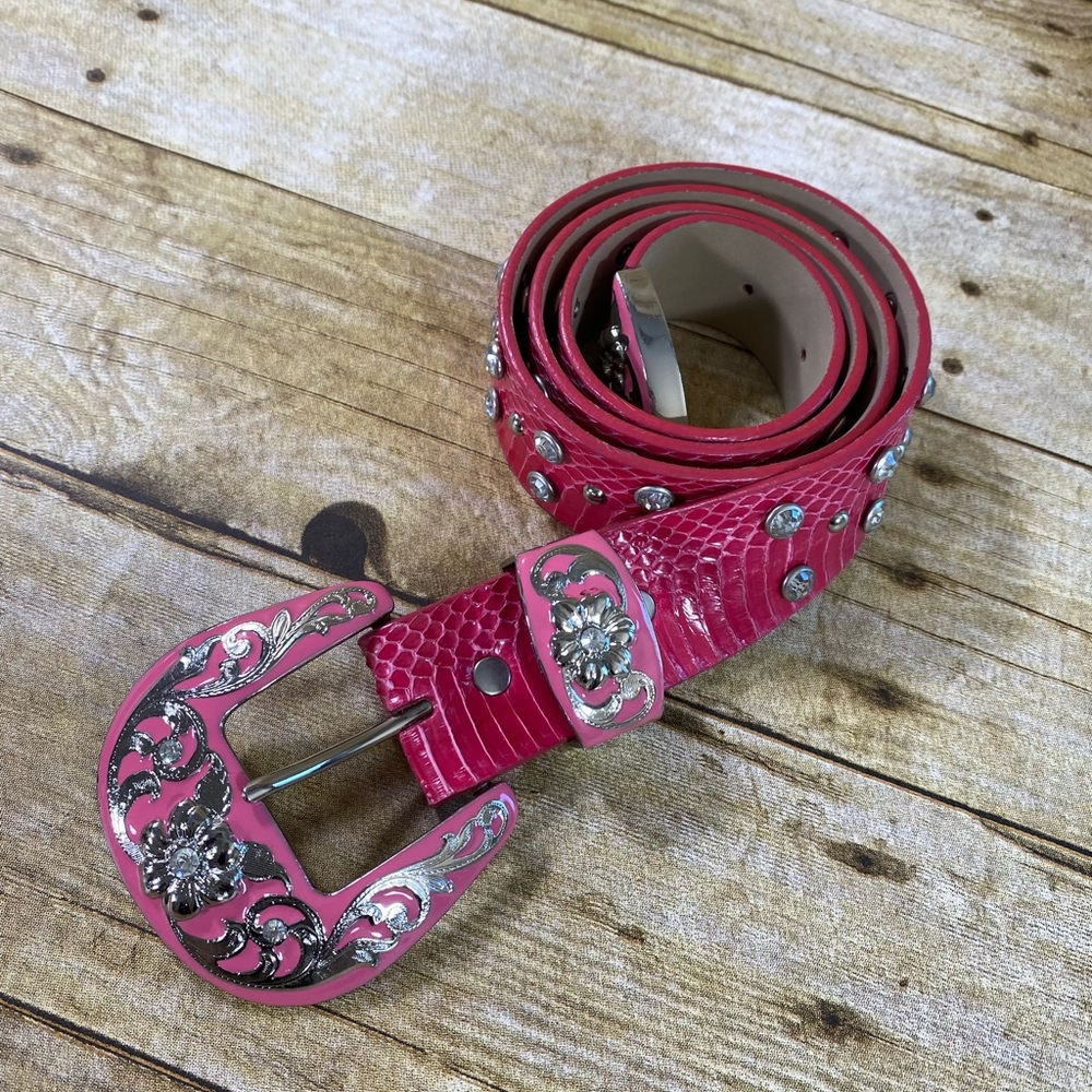 Bad Girl Genuine Leather and Rhinestones Belt Size L